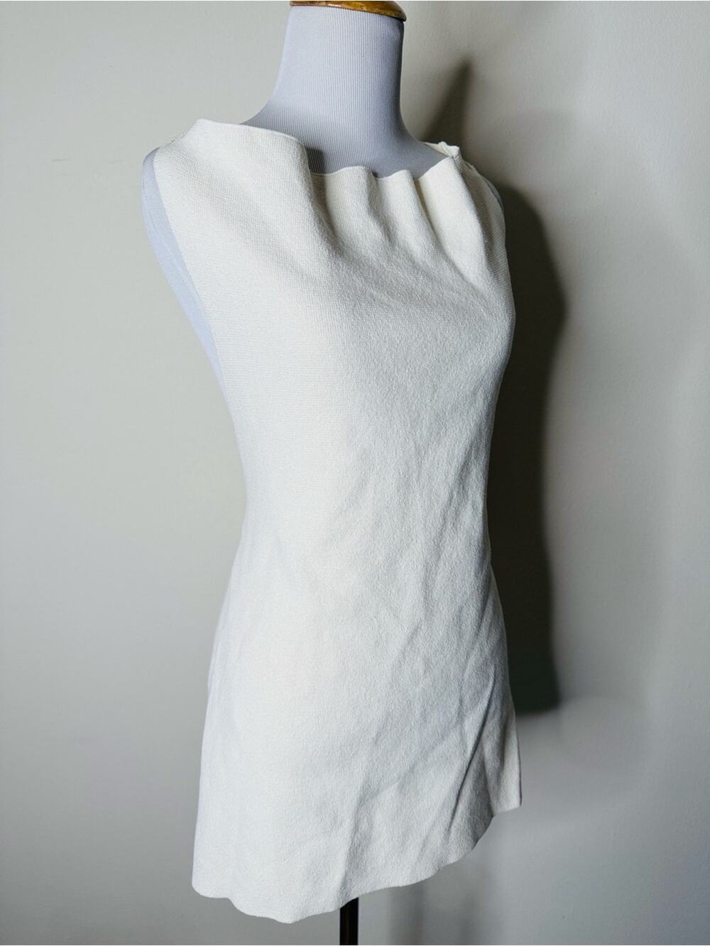Zara Ivory Linen Knit Apron Backless Top